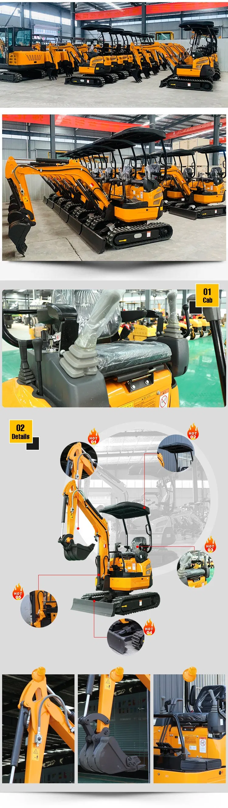 1 Ton Excavators CE/EPA Compact Mini Hydraulic Digger Price China Cheap Brand Excavator Price Price of Mini Excavator