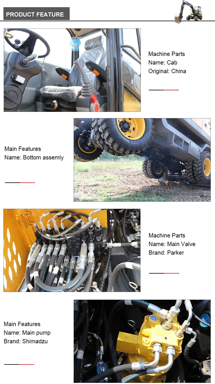 Wheel Type 7ton 8ton Mini Excavator Prices