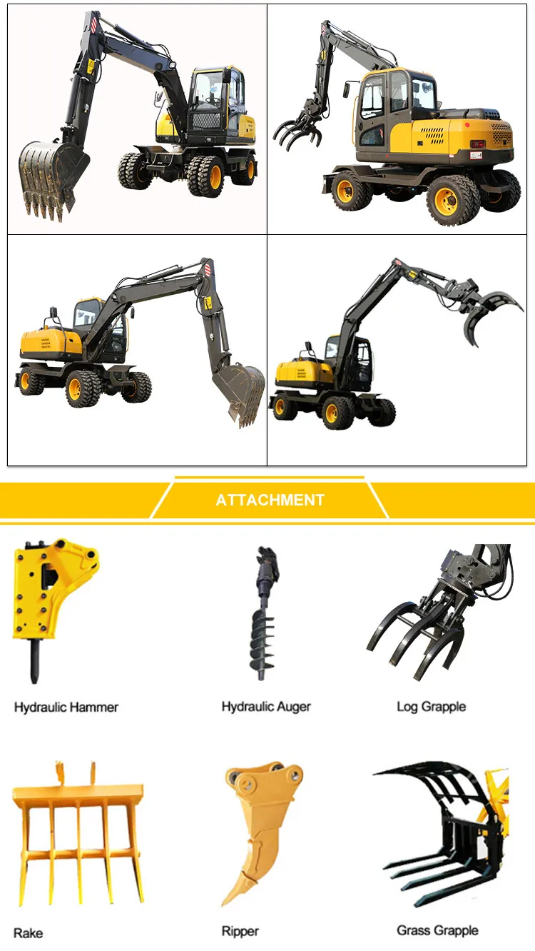 Wheel Type 7ton 8ton Mini Excavator Prices