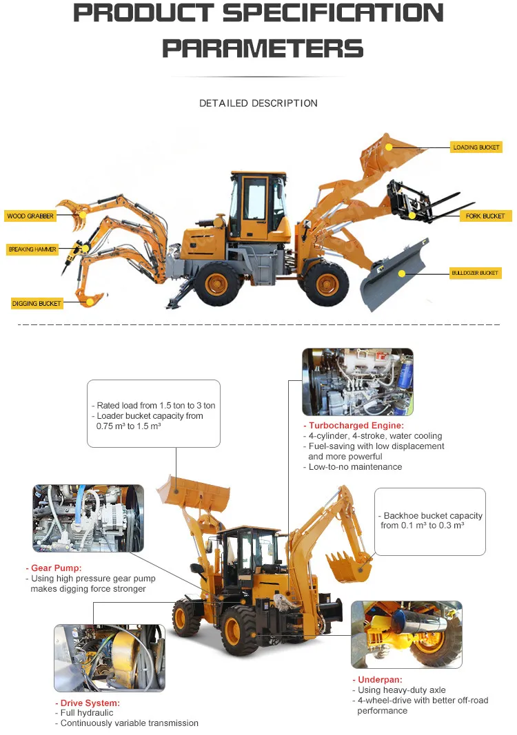 Mini Ultra PRO Top Small Front Speed Backhoe Wheel Loaders Price List Bucket Teeth 3 Ton Attachment Bucket Loaders Backhoe